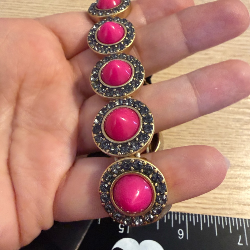 J. Crew Gold-Tone Bracelet with Hot Pink Cabochons - Picture 2 of 6